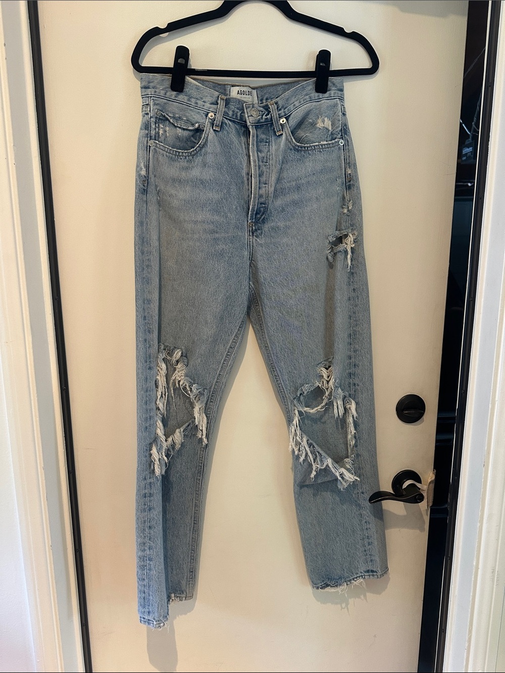 Agolde Light Blue Ripped High-Rise Jeans